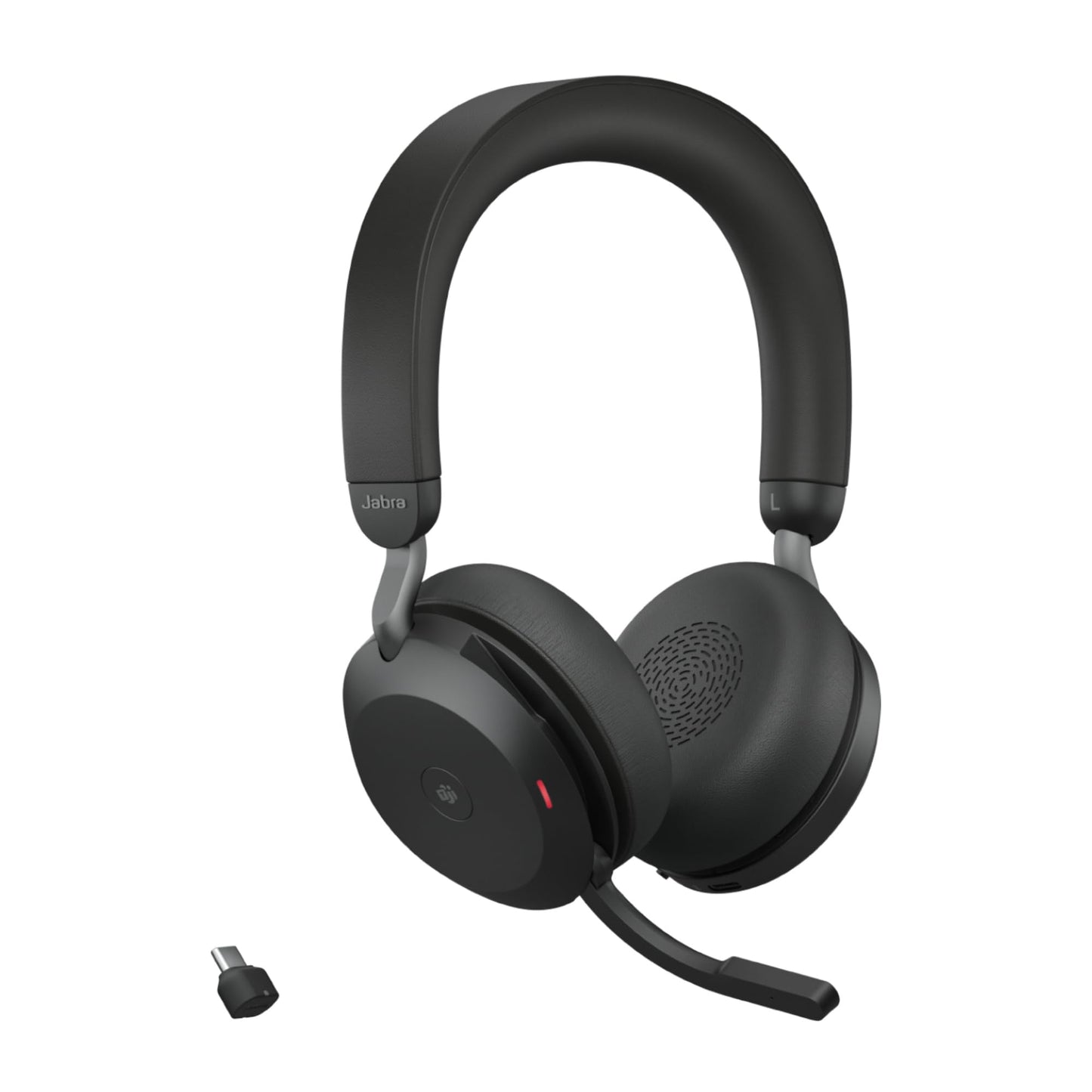 Jabra Evolve2 75 Wireless PC Headset with 8-microphone technology - dual foam stereo headphones with advanced active noise cancellation, USB-C Bluetooth adapter and MS Teams compatibility - Black - 27599-999-899