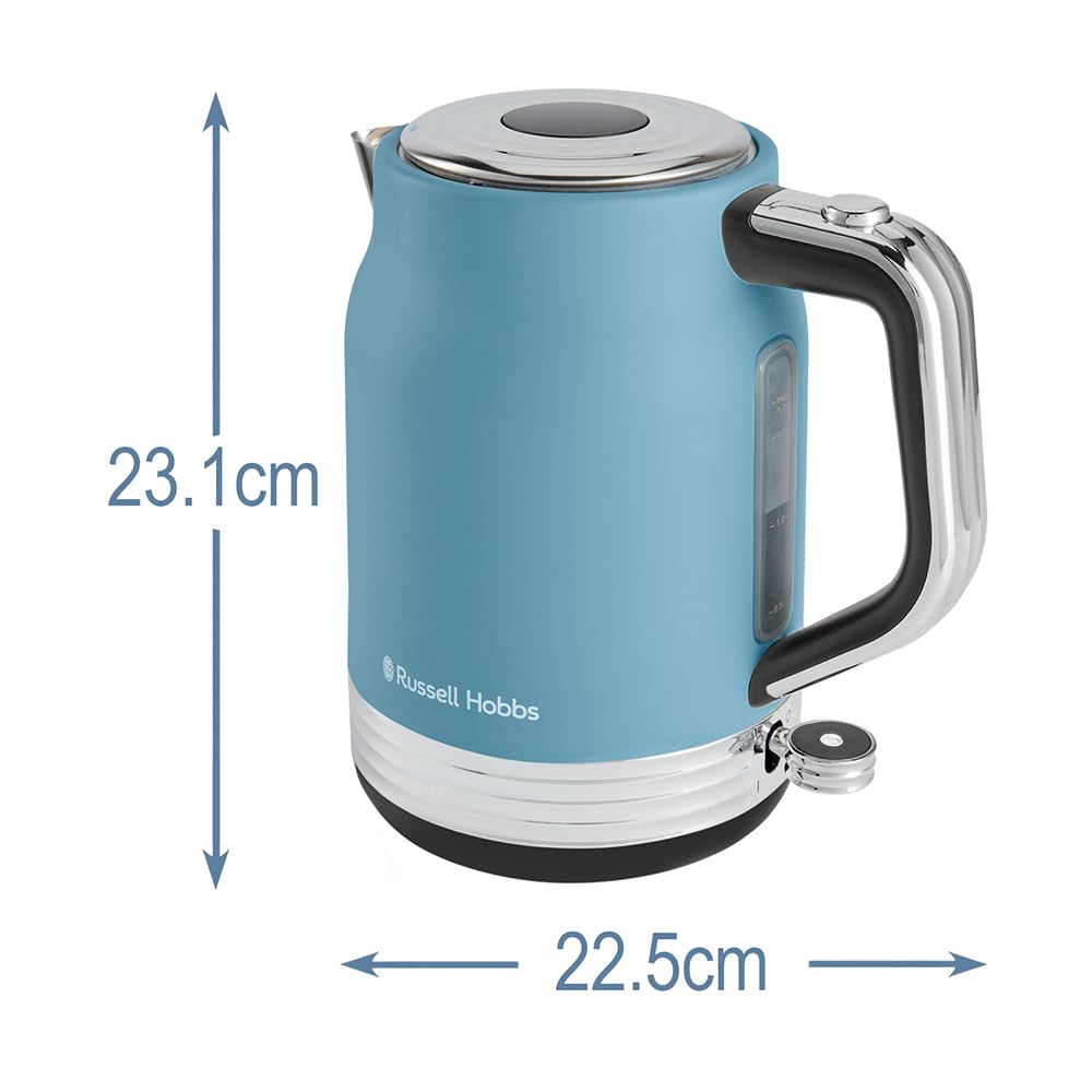 Russell Hobbs Hanley Retro Kettle, 1.7 l, 2400 Watt, Stainless Steel, Blue - 28641-70