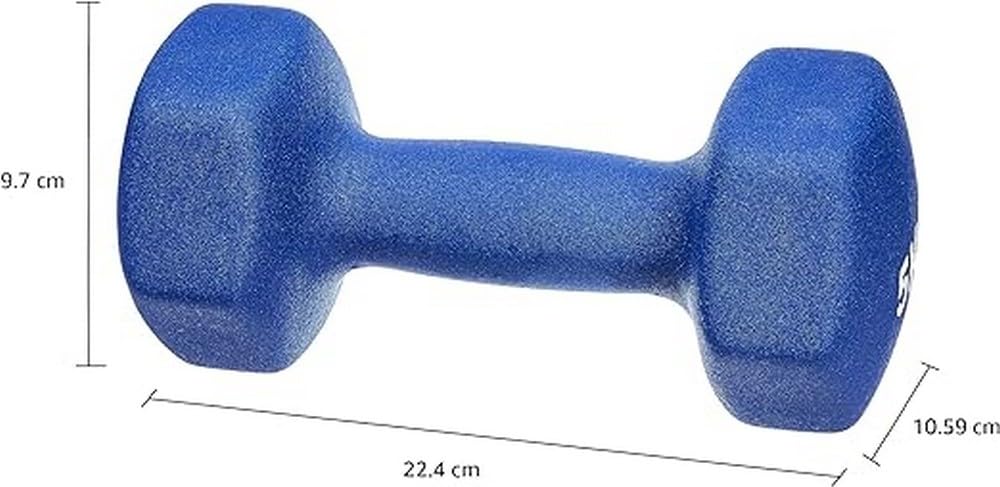 Amazon Basics Neoprene Dumbbell Weights (Sets of 2, 5kg Dumbbells) Blue - NPDBP5KG