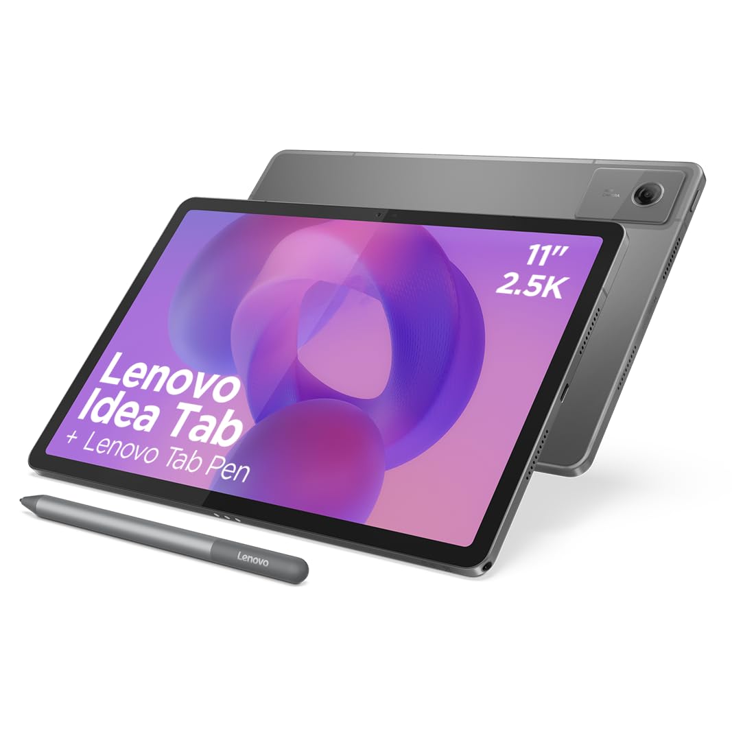 Lenovo Idea Tab Tablet 27,5 cm (11 Zoll), 2,5 K (MediaTek Dimensity 6300, 8 GB RAM, 256 GB UFS, 90 Hz, 4 Lautsprecher, Wi-Fi 5, Bluetooth 5.2, Android 15), Grau, mit Tab Pen