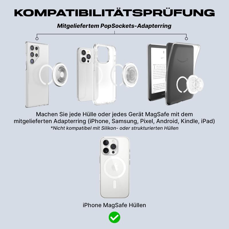 PopSockets Mobile Phone Grip for MagSafe, Magnetic Holder, Mobile Phone Stand, Light Blue - Blue Sigh - 807195