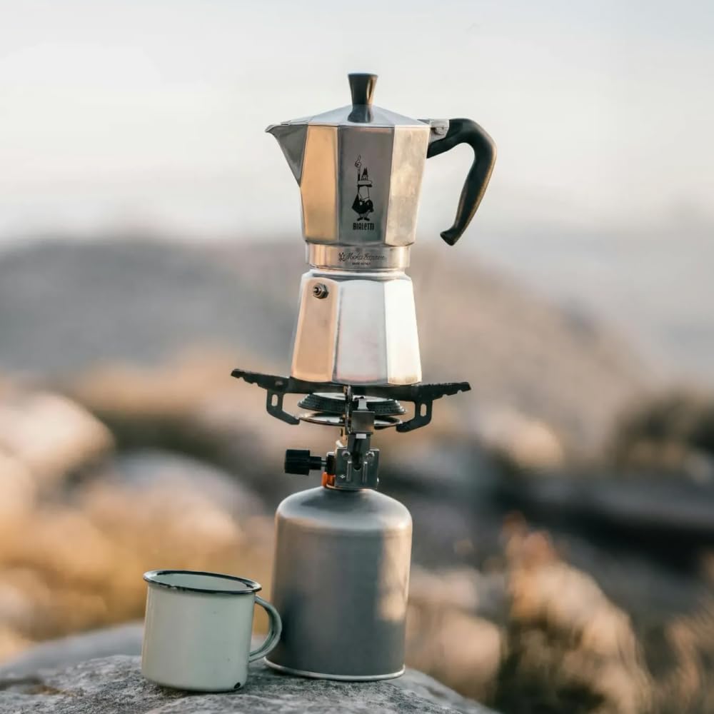 Bialetti Moka Express Iconic Stovetop Espresso Machine, Aluminum, 270ml, Silver/Black - 6800