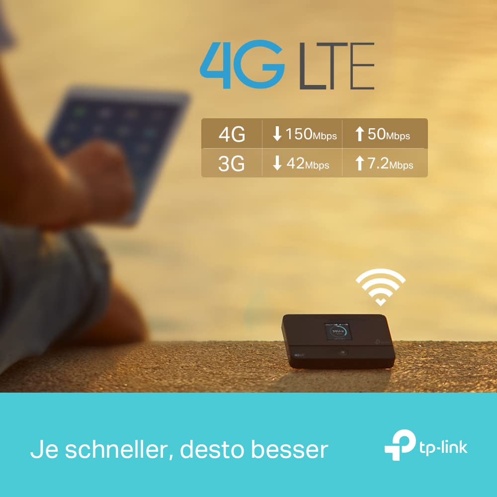 TP-Link M7350 Mobile 4G LTE WLAN router, up to 150 Mbit/s, color LCD, 2000 mAh battery (up to 8 hours), connects up to 10 devices, compatible with all European SIM cards