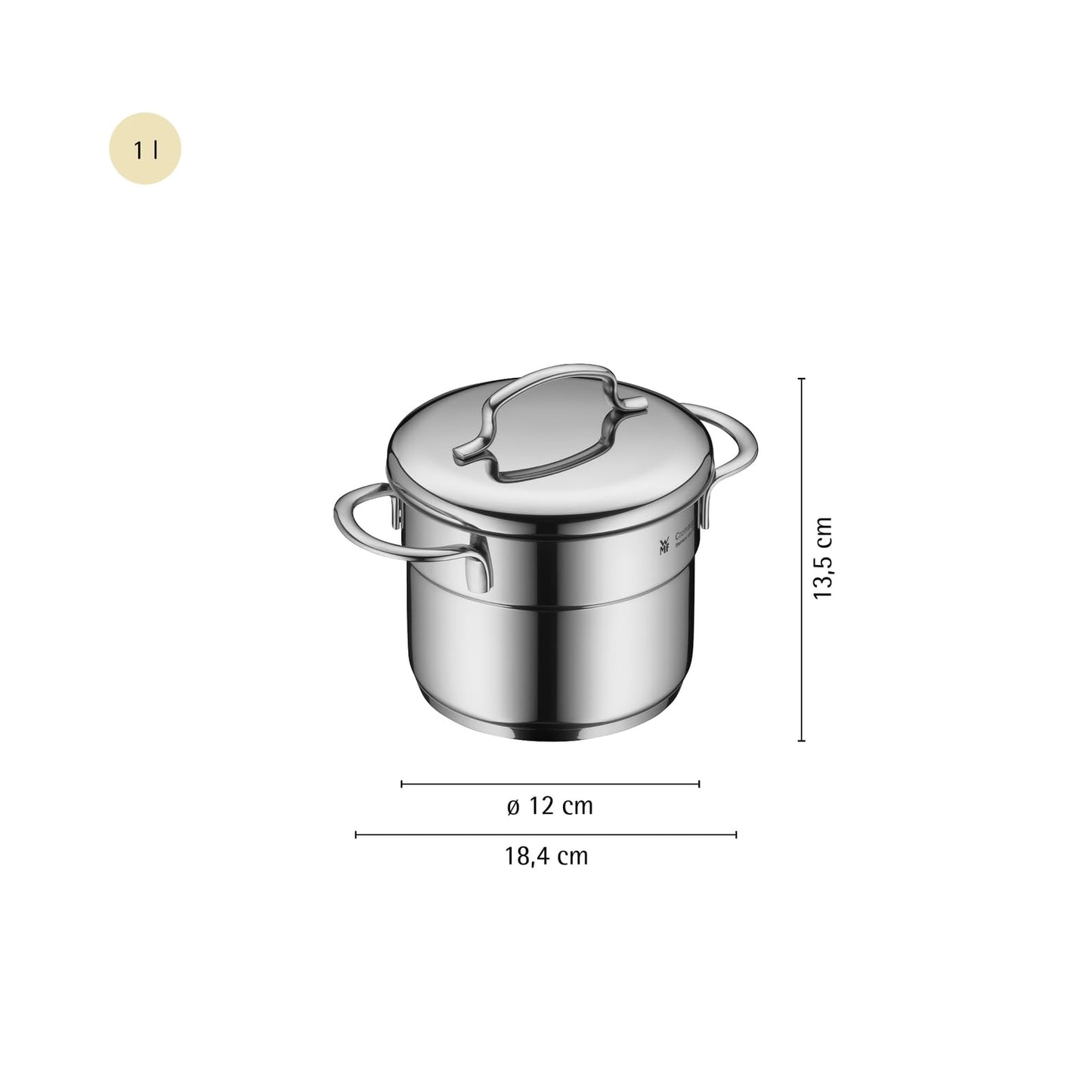 WMF Mini Advantage pot set induction small 5-piece, cooking pot set with metal lid, Cromargan stainless steel, pot set stackable ideal for small portions - 798566040