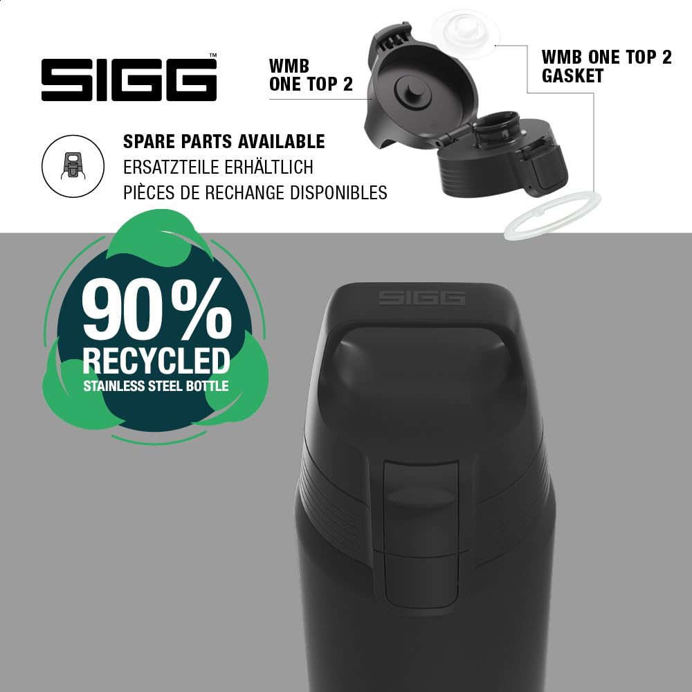 SIGG - Insulated drinking bottle - Thermos bottle Shield Therm One Black - Carbonated drinks - Leak-proof - Dishwasher safe - BPA-free - 90% recycled stainless steel - Black - 0.5L - 6056.30