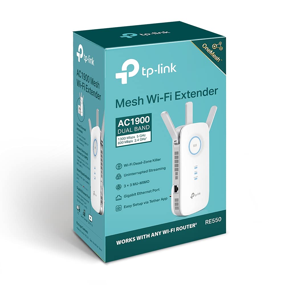 TP-Link RE550 WLAN Amplifier Repeater AC1900 & Archer T3U Plus AC1300 High Gain USB WLAN Stick Adapter with Antennas