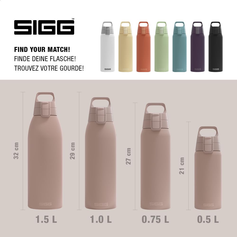 SIGG - Insulated drinking bottle - Thermos bottle Shield Therm One Dusk carbonated drinks - Leak-proof - Dishwasher safe - BPA-free - 90% recycled stainless steel - Warm gray - 0.75L - 6020.90