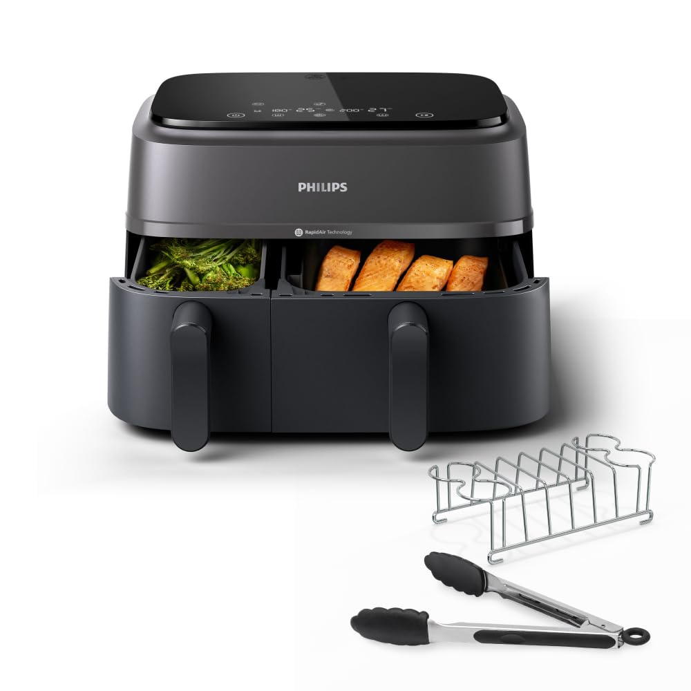 Philips Airfryer 3000 Series Dual Basket NA350 03 Black (NA350/03)