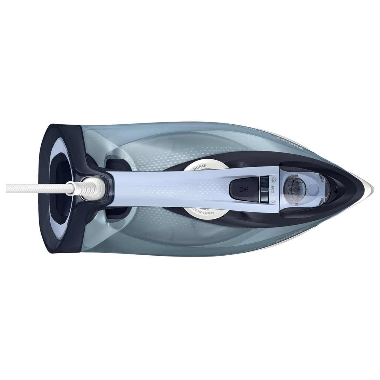 Philips Azur 7000 Series Steam Iron - 2800 W, 50 g/min continuous steam, 250 g steam boost, vertical steam, SteamGlide Plus soleplate, Louros/Light Blue (DST7020/20)