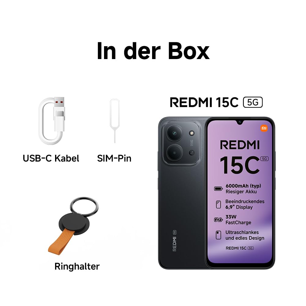 XIAOMI Redmi 15C 5G Smartphone 4+256GB, Unlocked, Mobile Phone with Android, 6.9" 120Hz Display, MediaTek Dimensity 6300 Processor 6nm Octa-Core, 50MP AI Dual Camera, 6000mAh, Twilight Purple - MZB0M9NEU