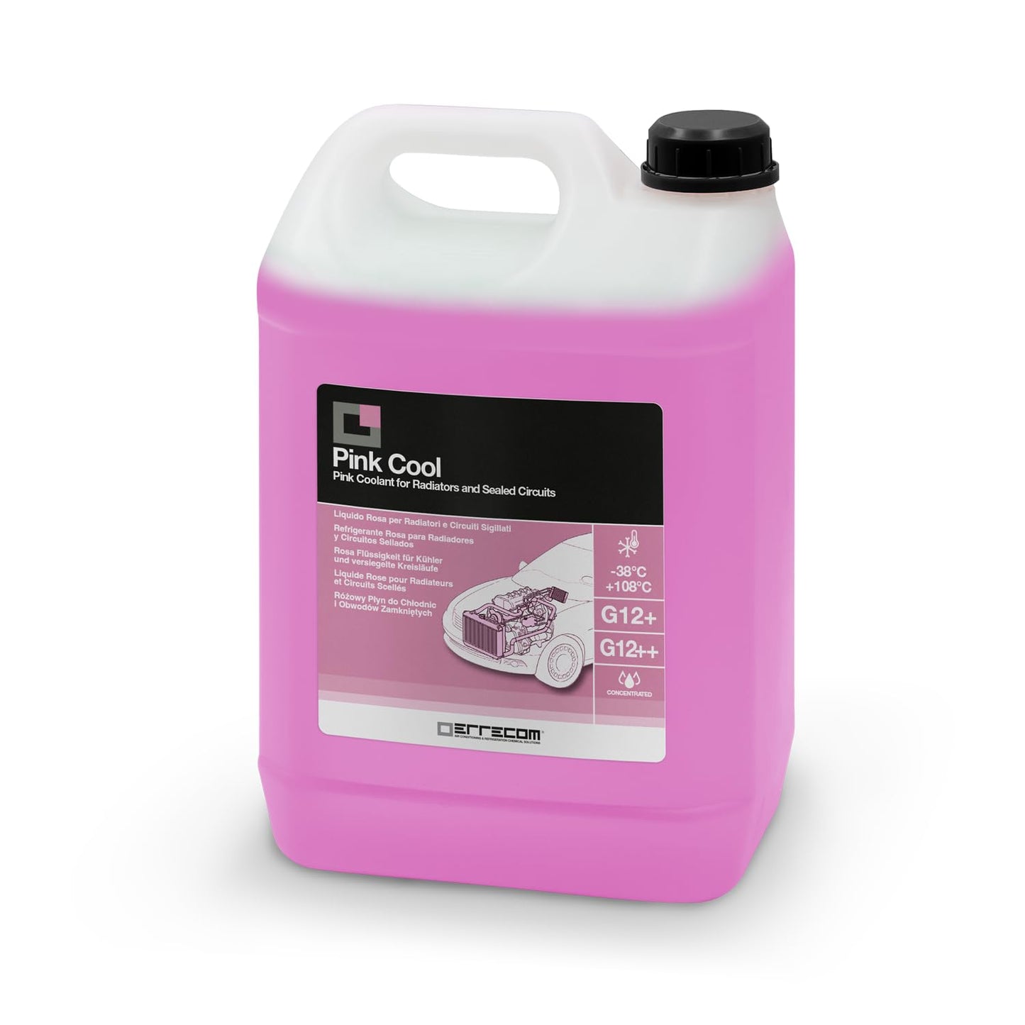 ERRECOM Pink Cool, concentrated pink radiator fluid, G12+ G12++ antifreeze, with SI-Oat inhibitor package 100% silylated, ready to use, 5 liters - TR1266.P.01.EC