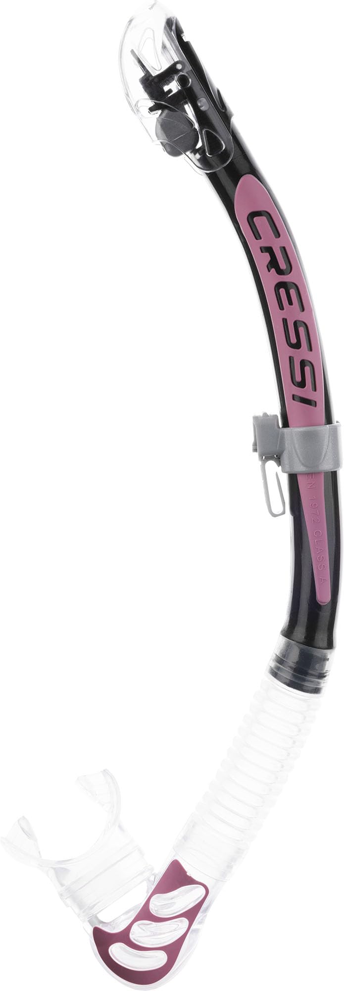Cressi Alpha Ultra Dry Snorkel Transparent/Black/Pink - Dry Snorkel for Diving Freediving and Snorkeling, Transparent/Black/Pink, One Size Unisex - ES258054