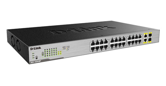 D-Link DGS-1026MP Layer2 PoE+ Gigabit Switch (26 ports, including 24 x 10/100/1000 Mbit/s PoE ports and 2 Gigabit Combo Uplink ports)