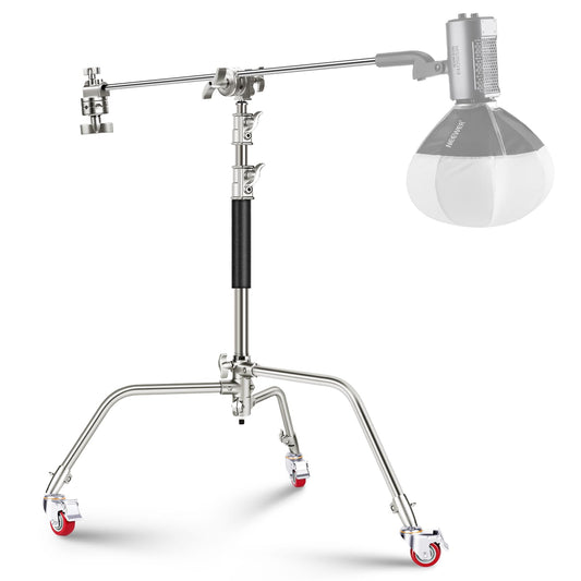 NEEWER Stainless Steel Heavy Duty C Stand with Swivel Casters, SC186W