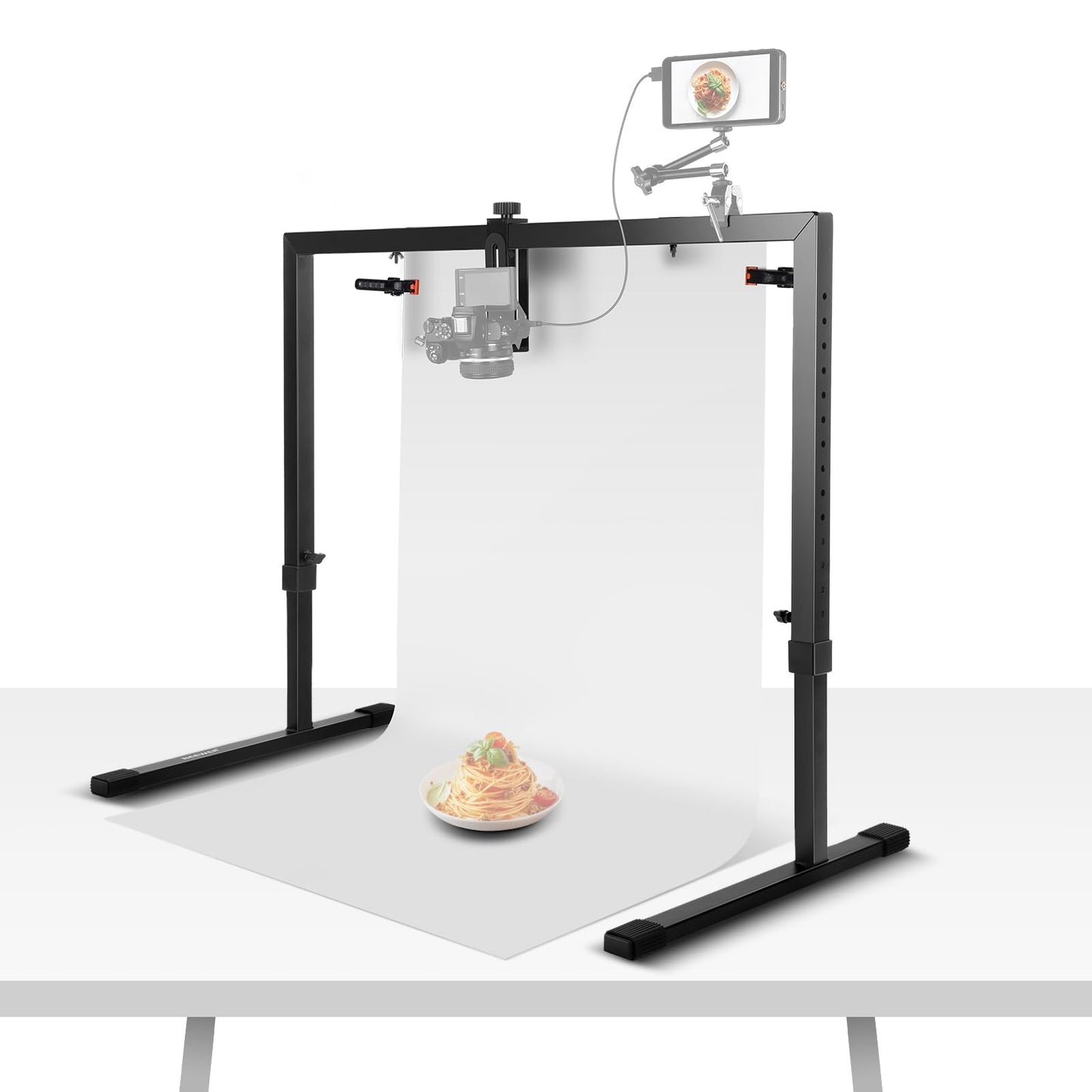 NEEWER Overhead Camera Mount for Top-Down Shooting, Steel Table Top, Multiple Mounting Platform for Flatlay Photography Light Cooking Drawing Crafts, for Tables≥1m Length ST100