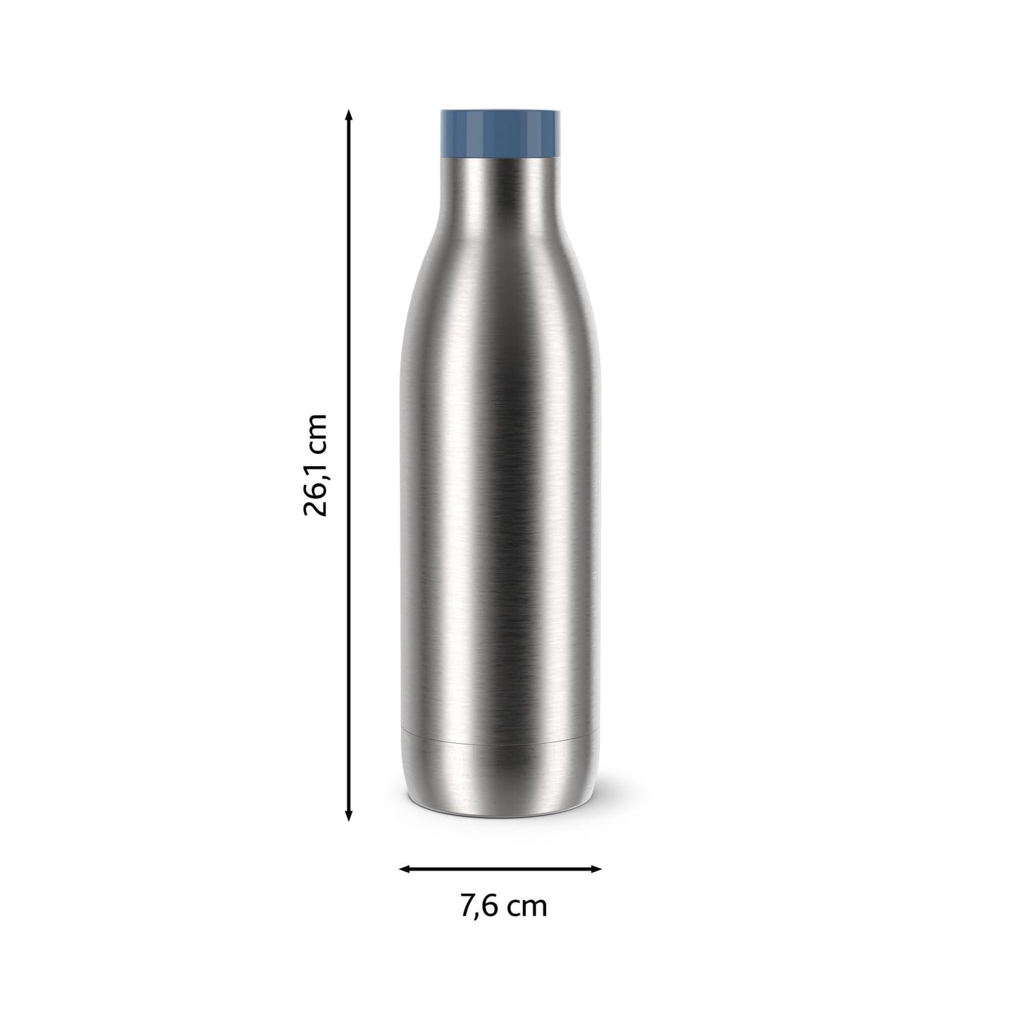 Emsa Bludrop Eco Insulated Drinking Bottle, Reusable, Recycled Stainless Steel, Eco Design, Quick-Press, 12h Hot/24h Cold, 0.7L, Dishwasher Safe, Leakproof, Blue, N3112700