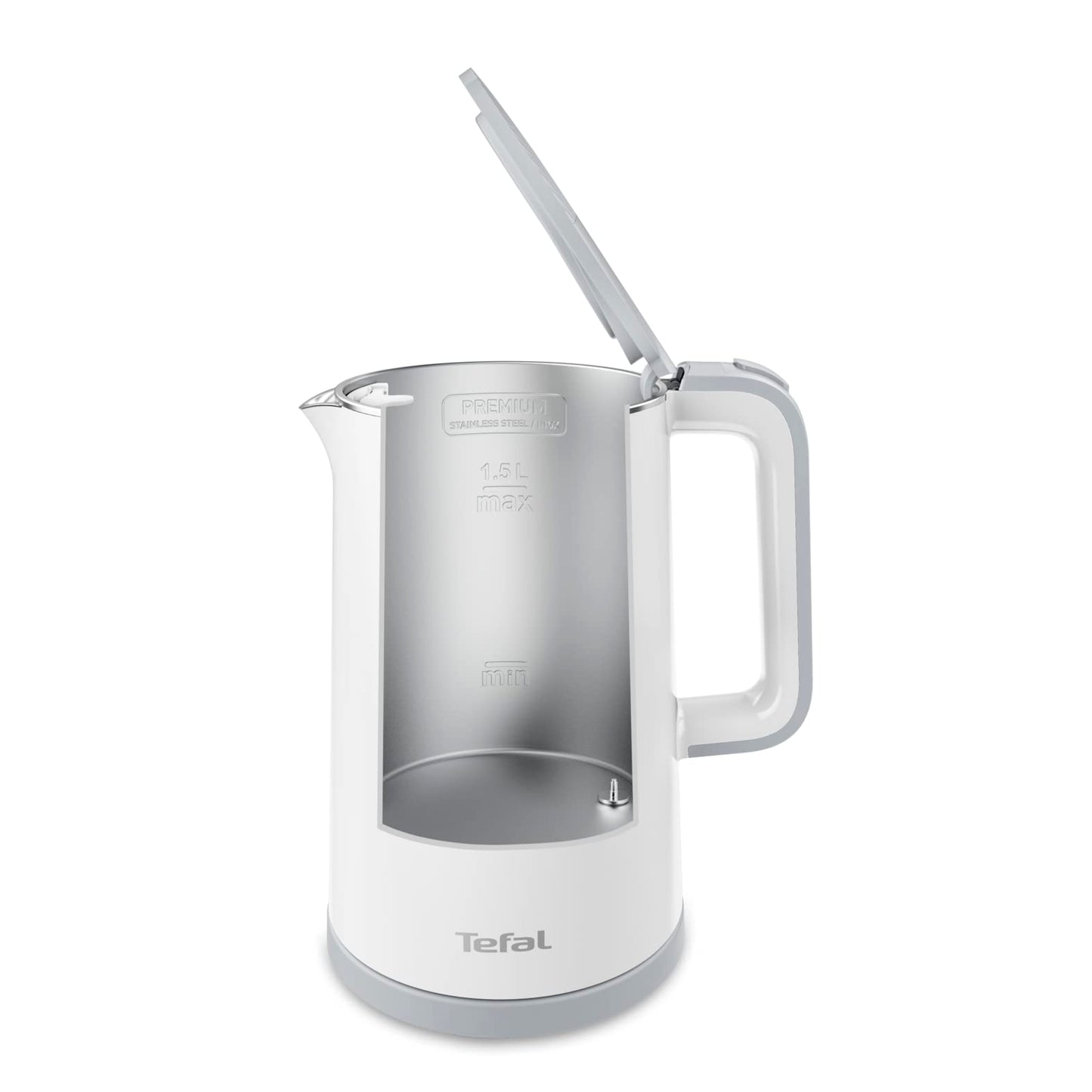 Tefal KO6931 Sense kettle, 1.5 L capacity, digital display, 5 temperature levels, 360° base, water level indicator, removable limescale filter, 30 minute warming function, 1800W, white