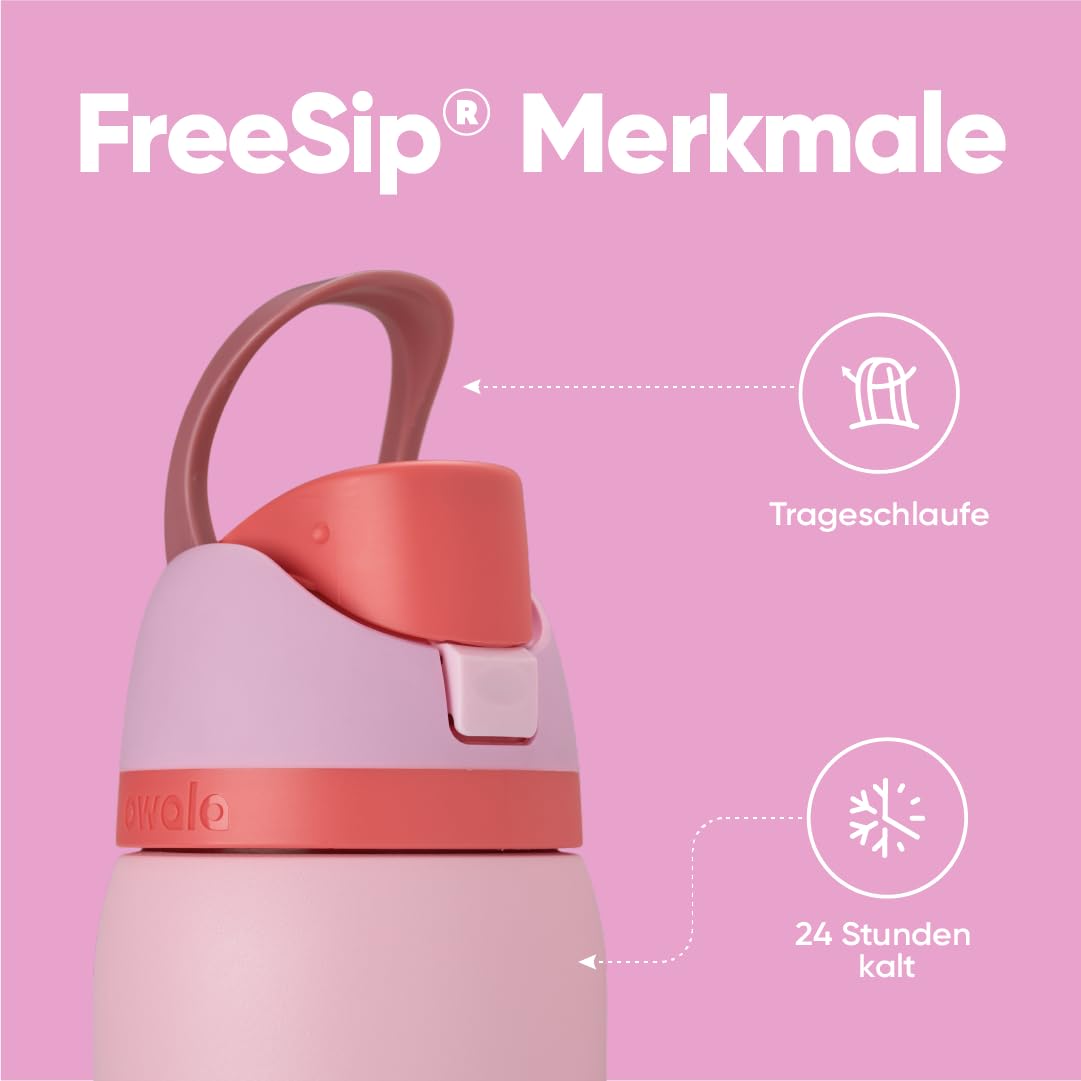 Owala FreeSip Insulated Stainless Steel Drinking Bottle with Straw, 945ml - BPA Free, Ideal for Sports, Fitness, Outdoors and Travel, Angle Food Cake - C08140