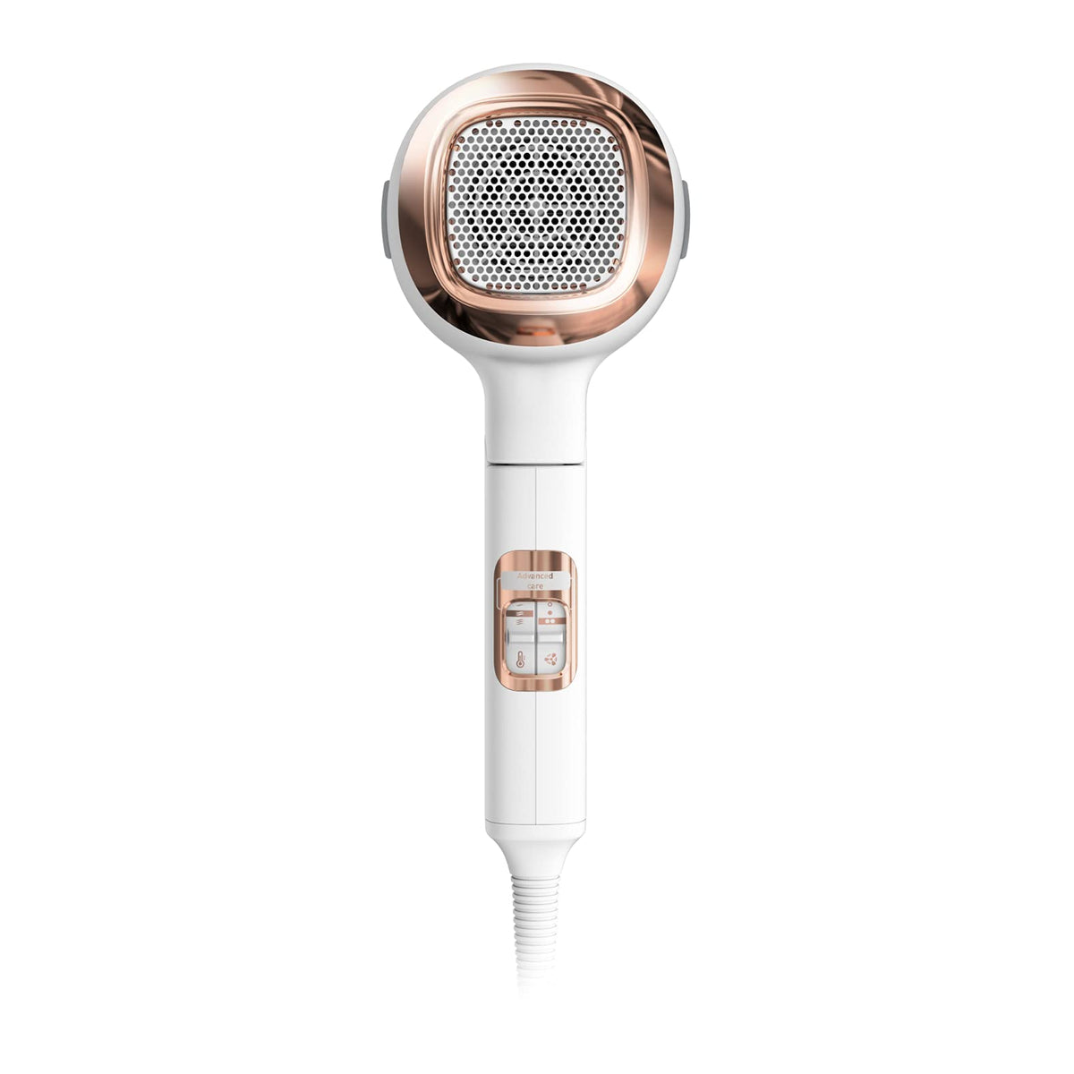 Rowenta Ultimate Experience Massage Hair Dryer, 2200 Watts, High-Performance Digital Motor, Ion Booster, Gently Rotating Fingers, 2-in-1 Drying with Revitalizing Scalp Massage, White/Copper, 1 piece - CV9240