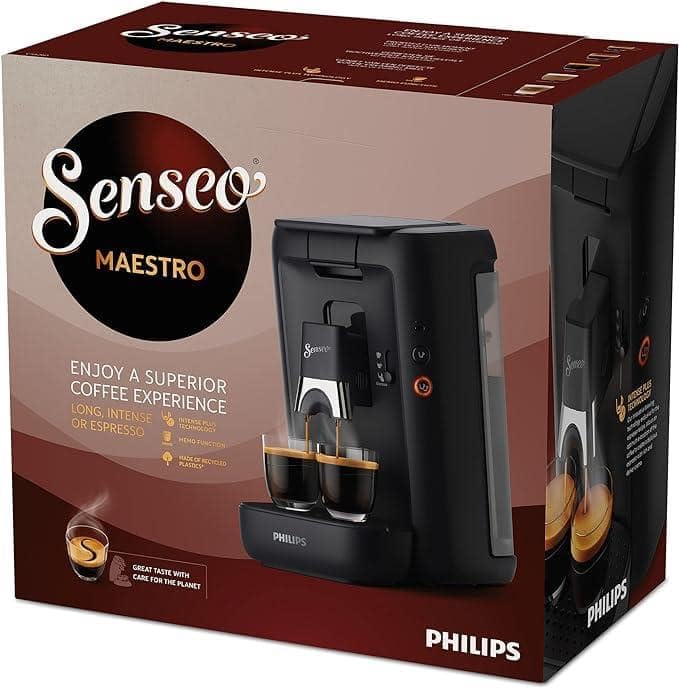 PHILIPS Senseo Maestro coffee pad machine - Intense Plus technology, high-quality espresso quality, environmentally friendly design, 1.2L water tank, memo function, descaling indicator (CSA260/60)