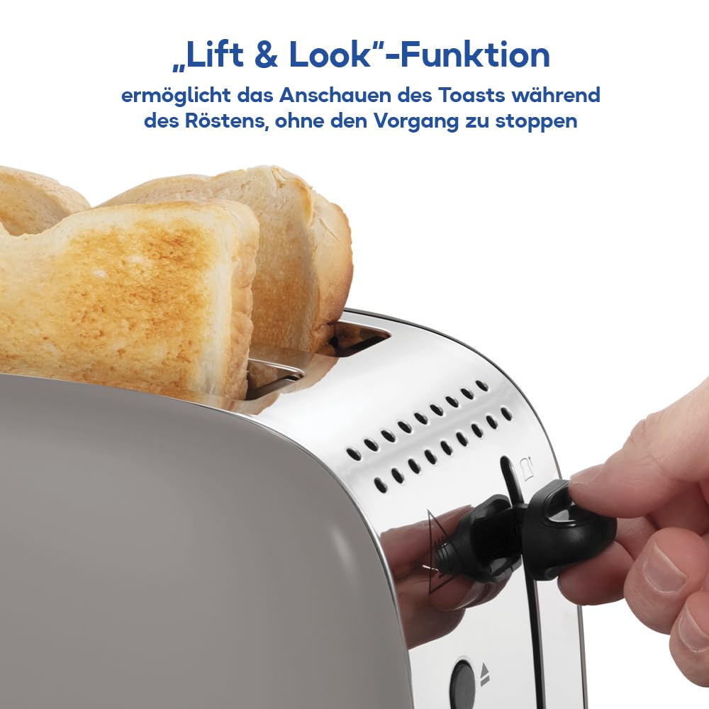 Russell Hobbs Toaster Colours Plus, Mokka, 2-Slice, Stainless Steel, 1100W - 26931-56
