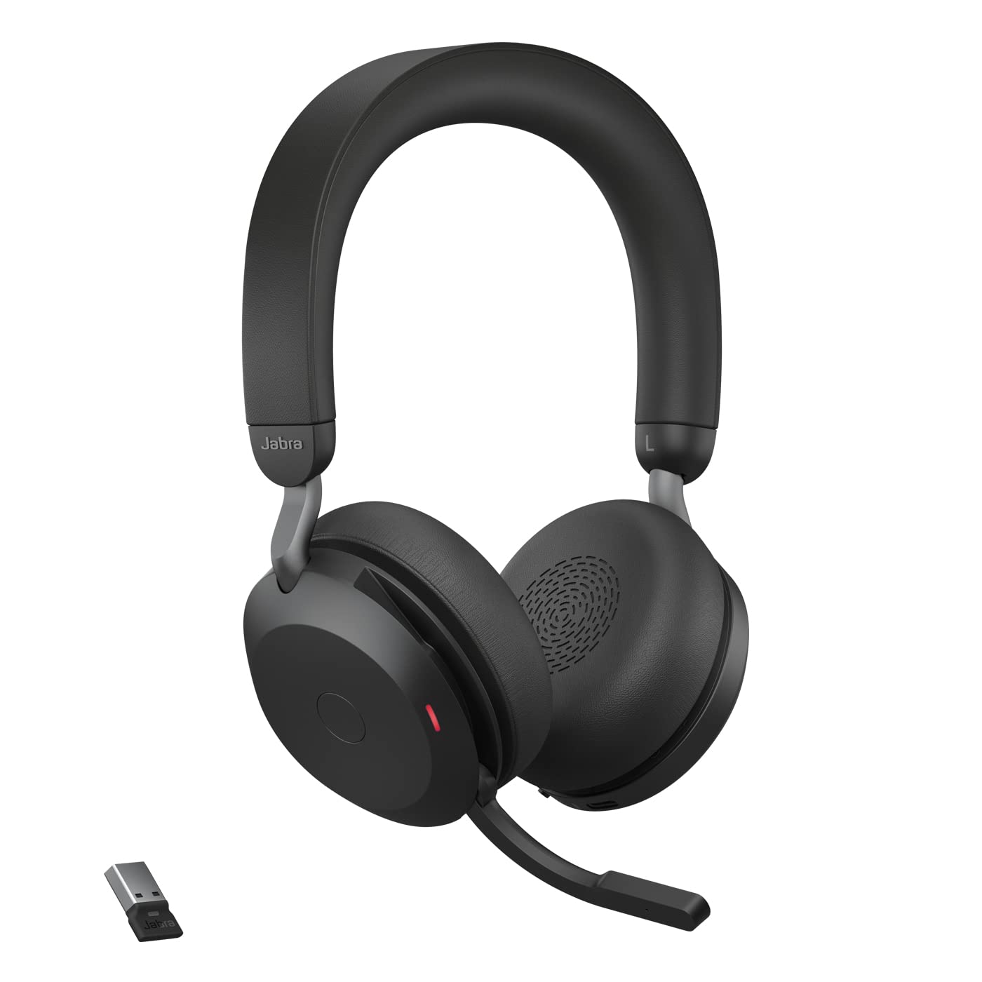 Jabra Evolve2 75 Wireless PC Headset with 8-microphone technology - dual foam stereo headphones with advanced active noise cancellation, USB-A Bluetooth adapter and UC compatibility - Black - 27599-989-999