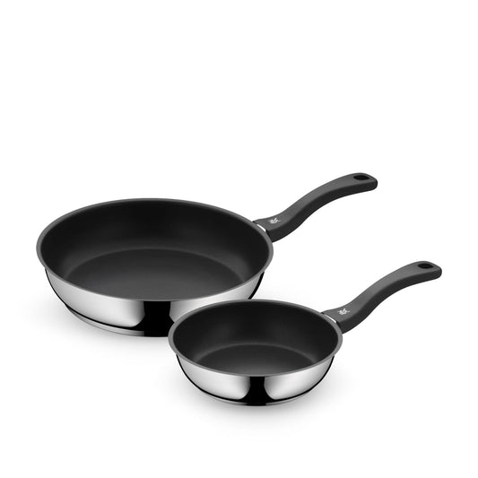 WMF Devil pan set induction 2-piece - frying pans 20, 28 cm - stainless steel Cromargan non-stick pan set, coated, dishwasher-safe, oven-safe, heat-resistant and scratch-resistant - 733726299