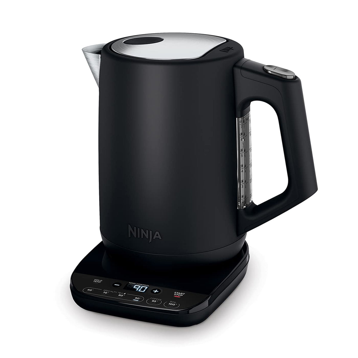 Ninja Perfect Temperature Kettle, 1.7L, LED display, kettle with quick boil function and various temperature settings, matte black KT200EU, black