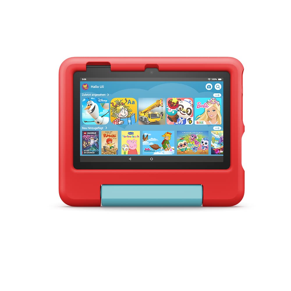 Child-friendly case for Fire 7 tablet (only compatible with 12th generation, 2022), for children aged 3-7, red - 53-028181