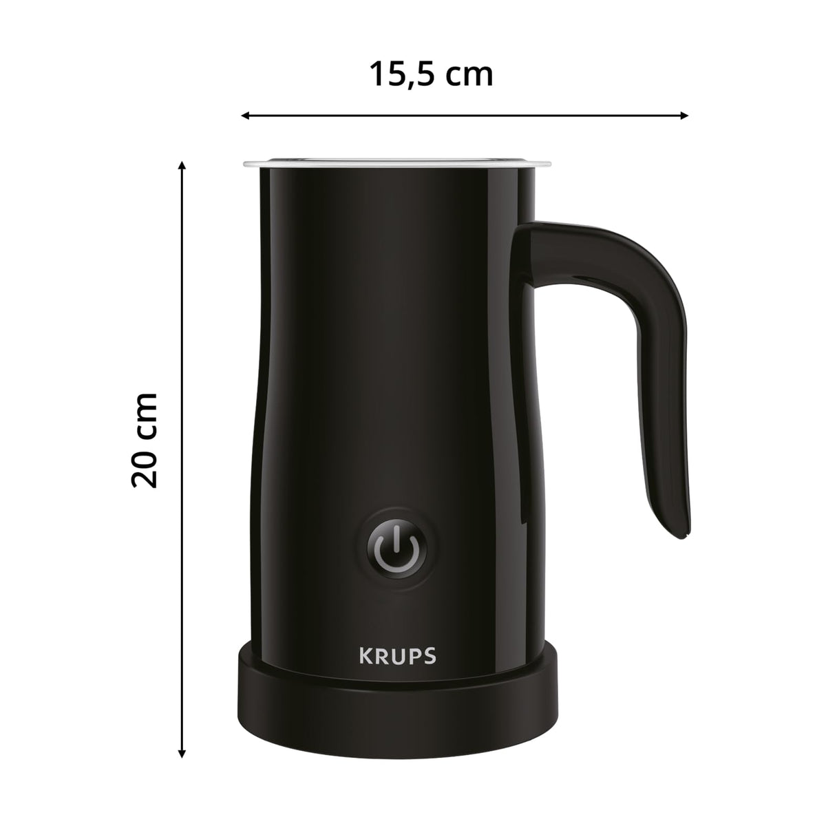 Krups electric milk frother, up to 150 ml frothing capacity, one-touch operation, easy cleaning thanks to non-stick coating, automatic shut-off, milk frother, black, XL1008