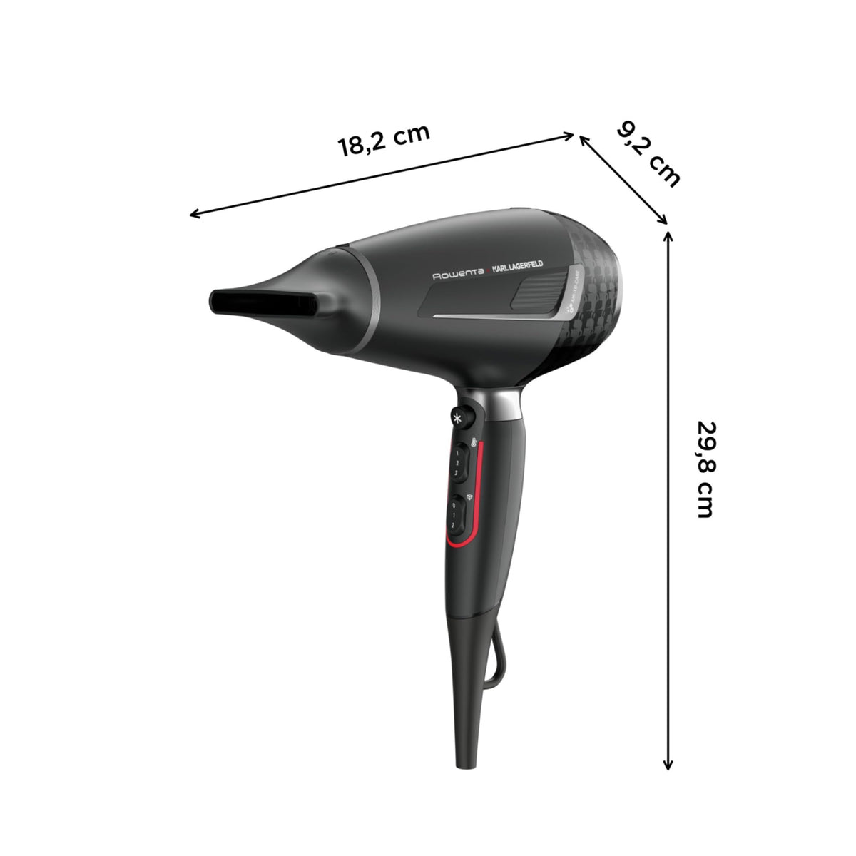 Rowenta x Karl Lagerfeld Powerline uscător de păr, 2100 Watt, Ionen-Booster - CV591L