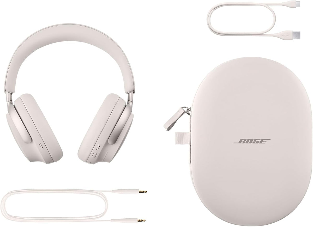 Bose QuietComfort Ultra Headphones  
 Căști Over-Ear cu Noise Cancelling pentru sunet spațial, căști Spatial-Audio, până la 24 de ore autonomie, căști high-end cu sunet surround, Alb fumuriu - 880066-0200
