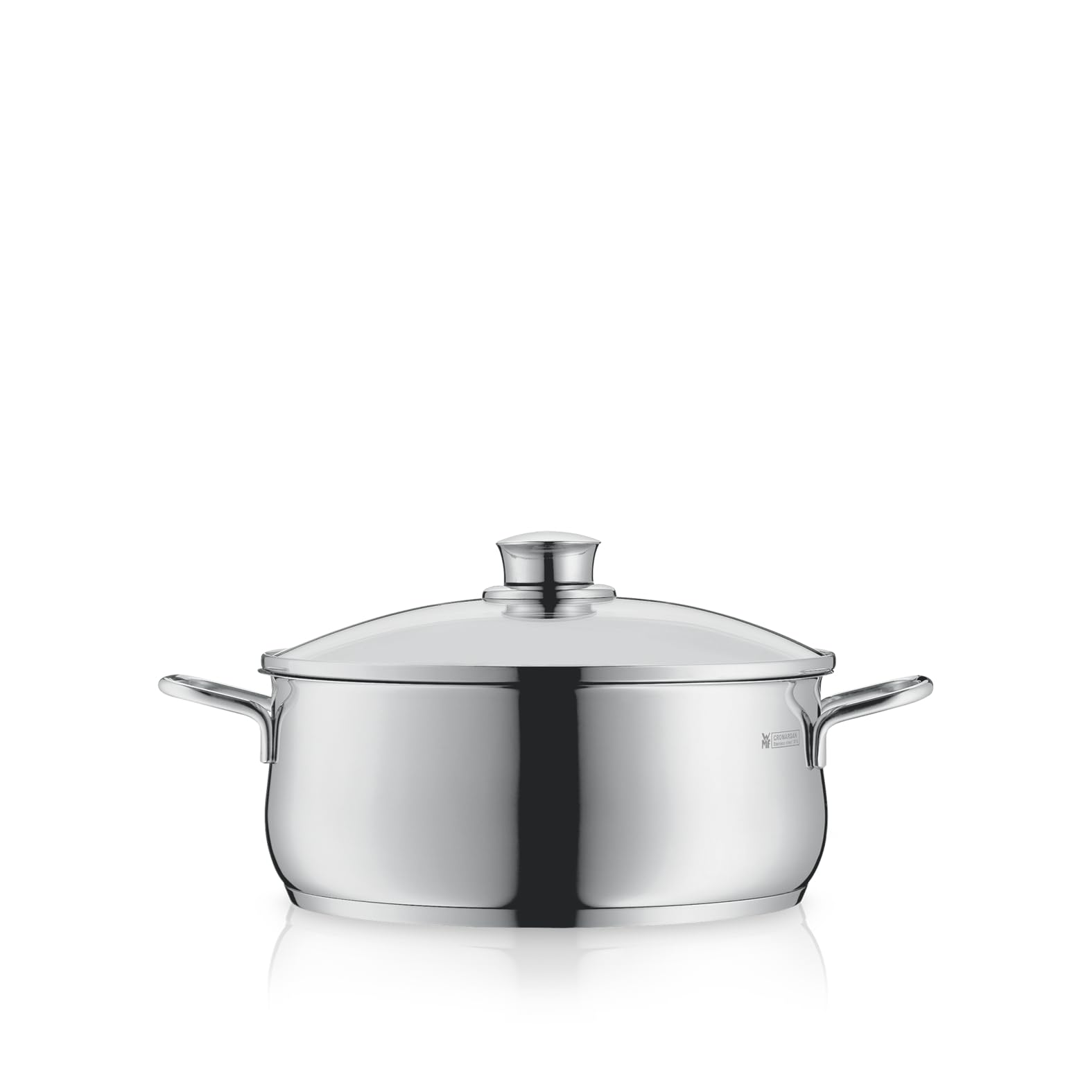WMF Diadem Plus cooking pot 20 cm, glass lid, pot 20cm, roasting pot induction 3l, large cooking pot Cromargan polished stainless steel, pasta pot uncoated - 0730216040