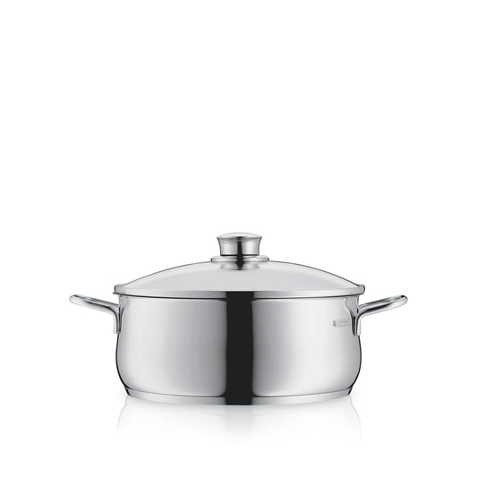 WMF Diadem Plus cooking pot 20 cm, glass lid, pot 20cm, roasting pot induction 3l, large cooking pot Cromargan polished stainless steel, pasta pot uncoated - 0730216040
