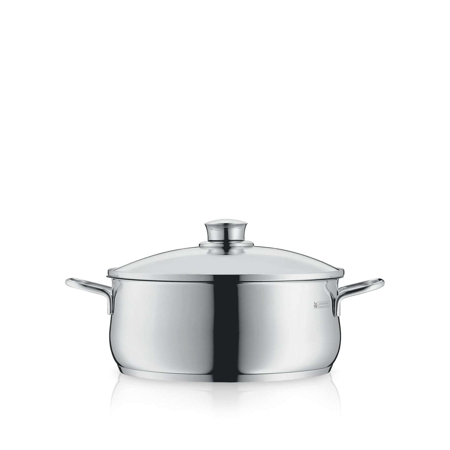 WMF Diadem Plus cooking pot 20 cm, glass lid, pot 20cm, roasting pot induction 3l, large cooking pot Cromargan polished stainless steel, pasta pot uncoated - 0730216040