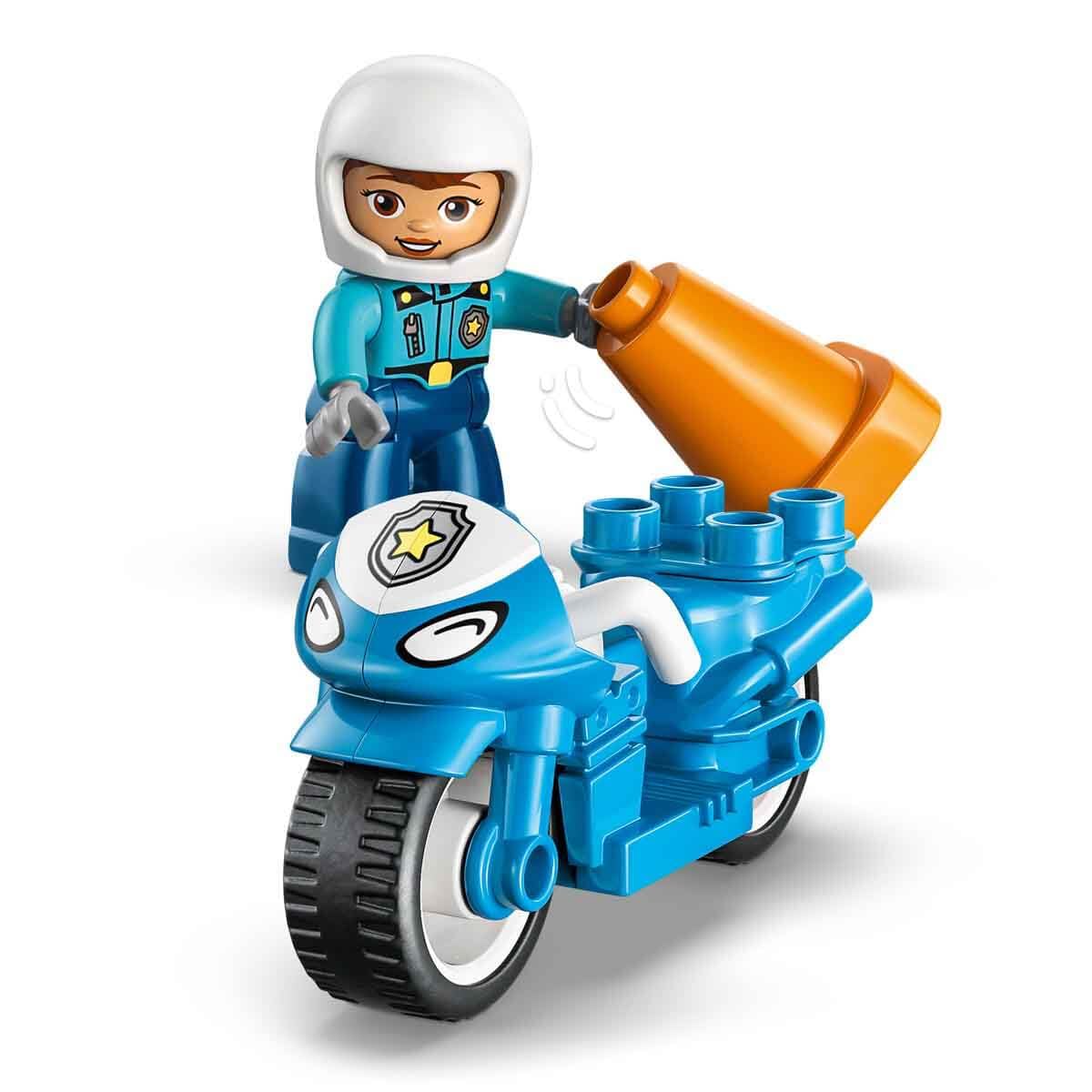 LEGO DUPLO Blue Police Motorcycle - educational toy to promote motor skills for toddlers - including motorcycle, police figure and traffic light - gift for boys and girls aged 2 and over - 10471