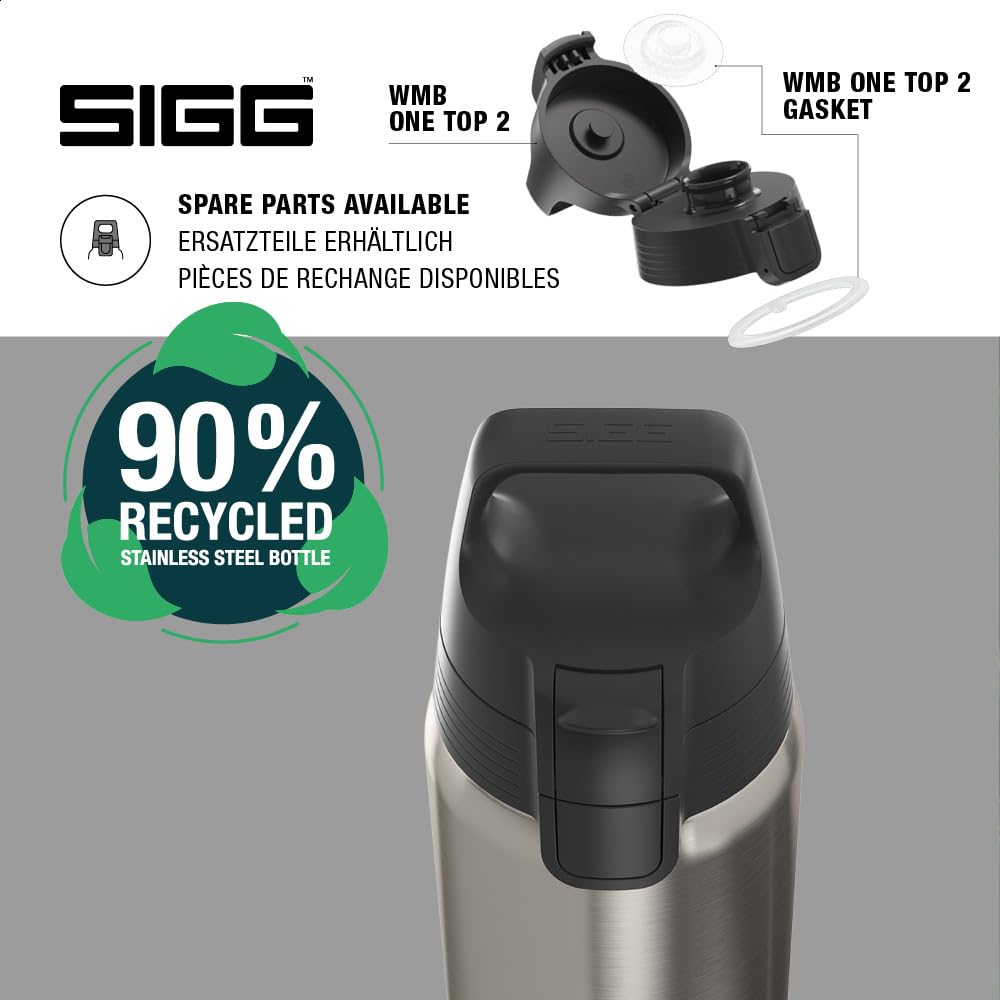 SIGG - Insulated drinking bottle - Thermos bottle Shield Therm One Brushed - carbonated drinks - leak-proof - dishwasher safe - BPA-free - 90% recycled stainless steel - silver - 0.5L - 6217.80