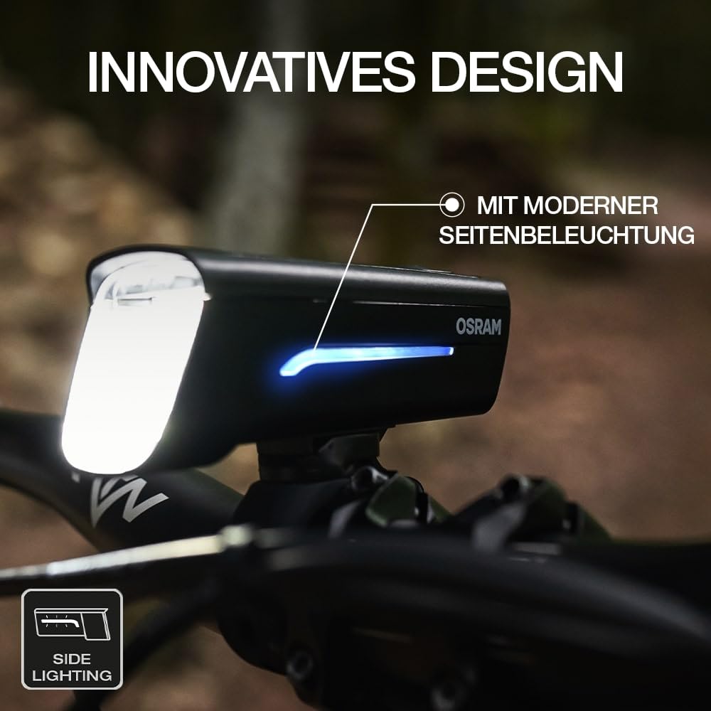 OSRAM LEDsBIKE Race 100 Set, rechargeable bicycle light set, StVZO-approved front and rear LED light set with brake light, multiple lighting modes, THREE brightness levels, 100 lux - LEDBL103