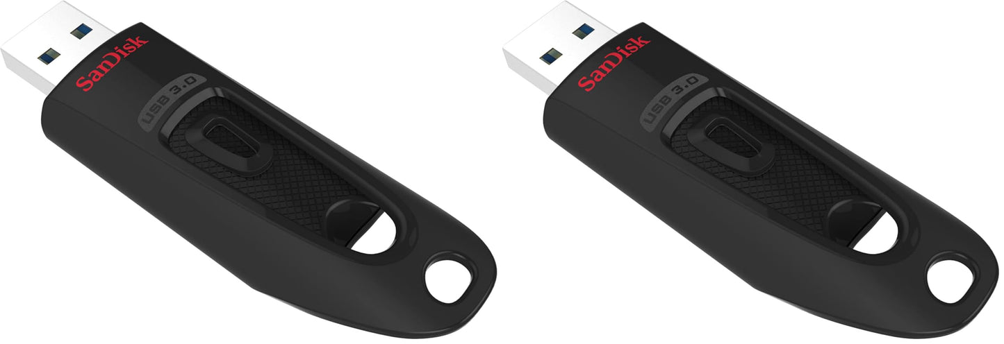 SanDisk Ultra USB 3.0 Flash Drive 128GB (SecureAccess Software, Password Protection, Transfer Speeds up to 130MB/s) Black (Pack of 2) - SDCZ48-128G-U46