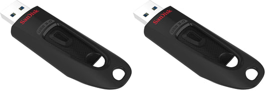 SanDisk Ultra USB 3.0 Flash Drive 128GB (SecureAccess Software, Password Protection, Transfer Speeds up to 130MB/s) Black (Pack of 2) - SDCZ48-128G-U46