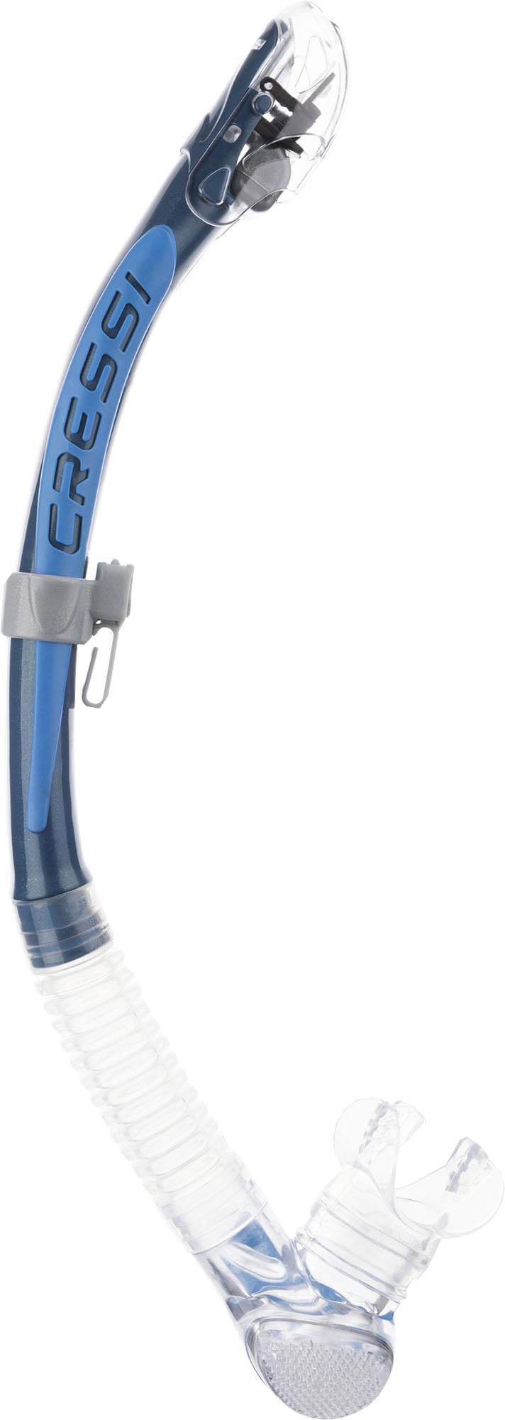 Cressi Alpha Ultra Dry Snorkel Transparent/Blue/Azure - Dry Snorkel for Diving Freediving and Snorkeling, Transparent/Blue/Azure, One Size Unisex - ES258020