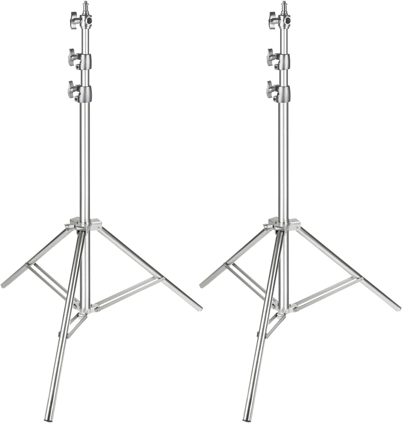 Neewer Stainless Steel Light Stand Silver 200cm Foldable Portable Heavy Duty Stand for Studio Softbox, Monolight and Other Photography Equipment (Pack of 2) - ST-200SS