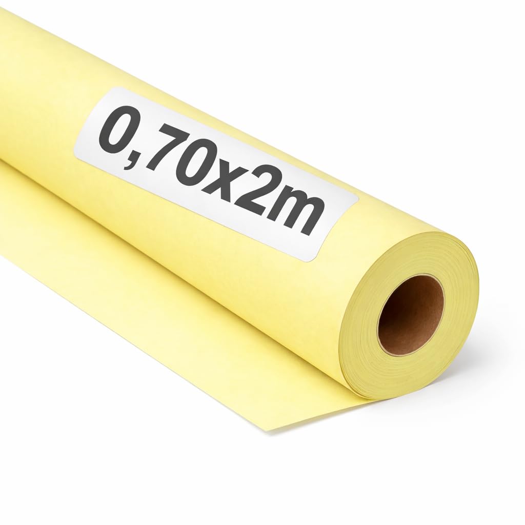 OFITURIA Kraft Paper Yellow Pastel - Roll 0.70 × 2 m - 6 Rolls - Wrapping Paper and Packaging Paper - Craft Paper for DIY, Decoration and Sewing Patterns - Tear-Resistant and Easy to Cut - COM620-parent2