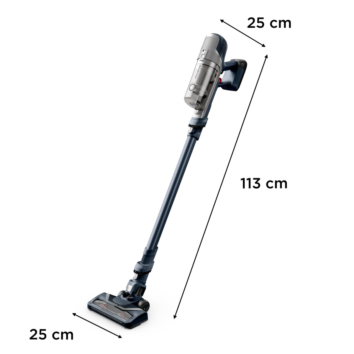 Rowenta X-Pert 6.60 Cordless Vacuum Cleaner, 100 W power, 45 min runtime, bagless, LED brush head, removable battery, 0.55 l container, includes crevice tool and wall mount, gray, RH6836EO