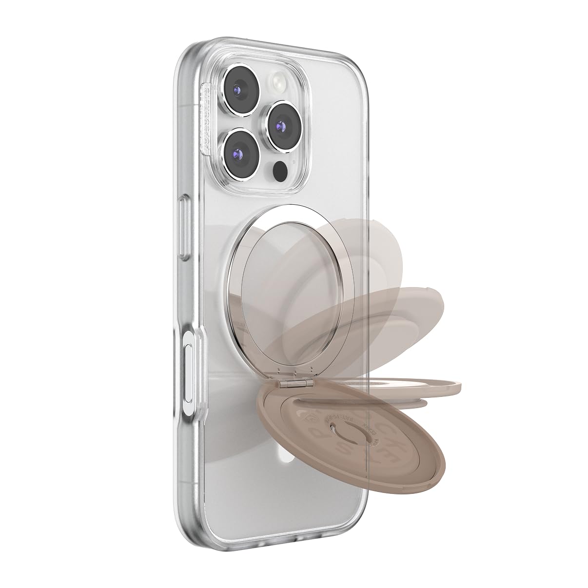 PopSockets Kick-Out Grip for MagSafe, Adjustable Stand for Portrait or Landscape Format, Magnetic Holder, Brown - Latte - 807625