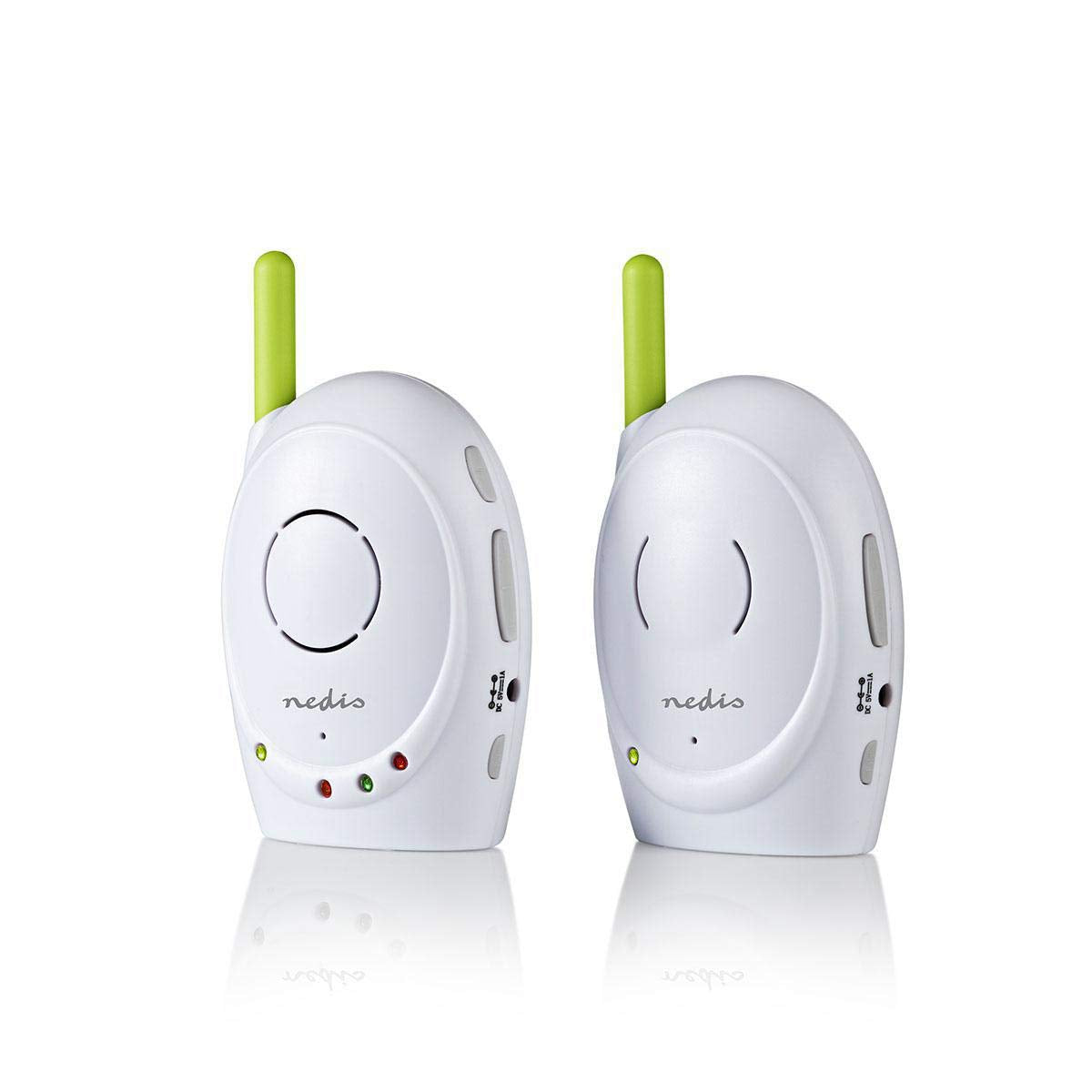 Nedis Audio-Baby-Monitor – Babyfoane fără fir cu funcție de intercomunicare și rază de 300 m – Set de 2 – Verde/Alb - BAMO110AUWT