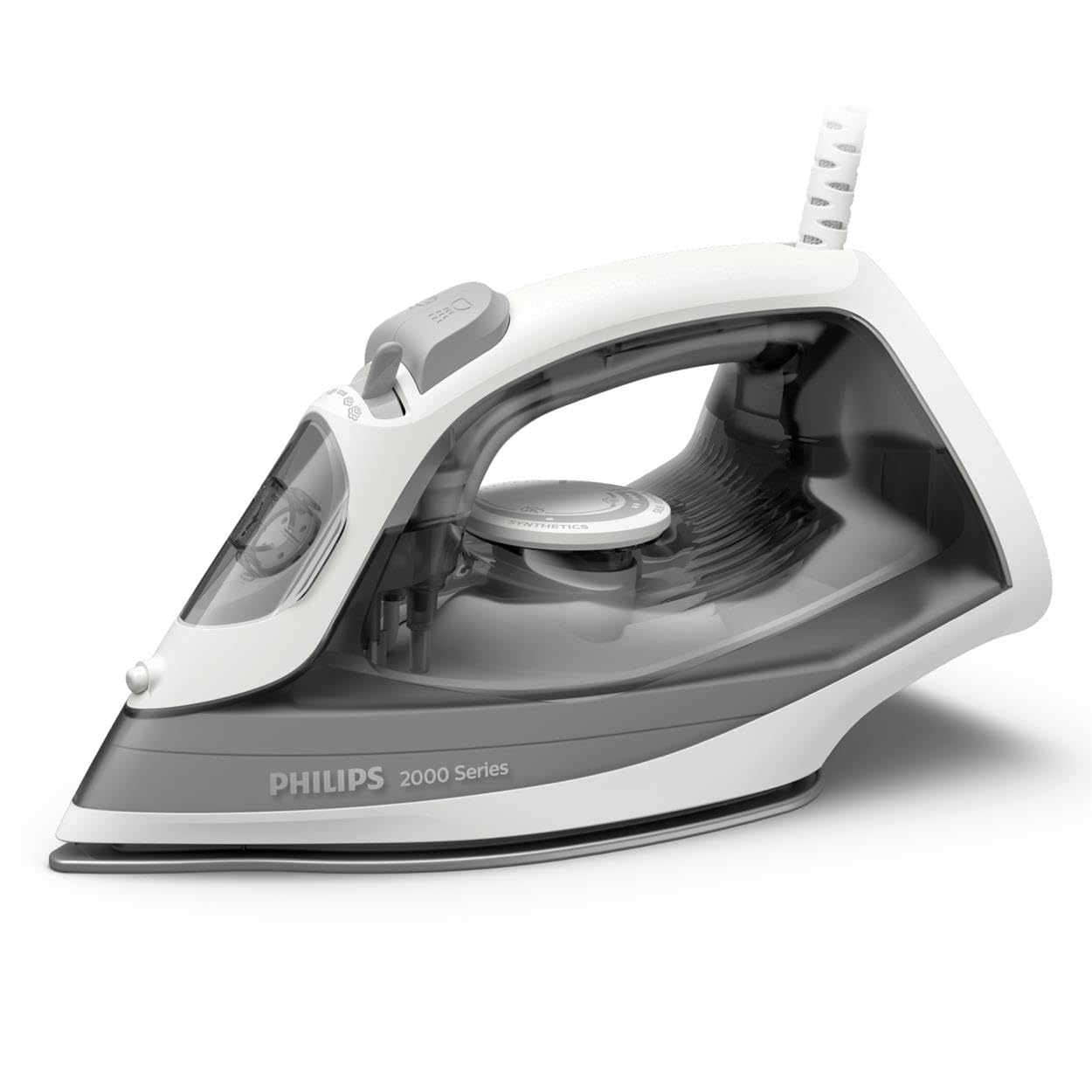 Philips 2000 series steam iron - Up to 25 g/min continuous steam. 2000W. 250ml water tank. Fast de-creasing. 4 steam levels. Ceramic sole. Light weight for easy ironing. Gray (DST2020/80)