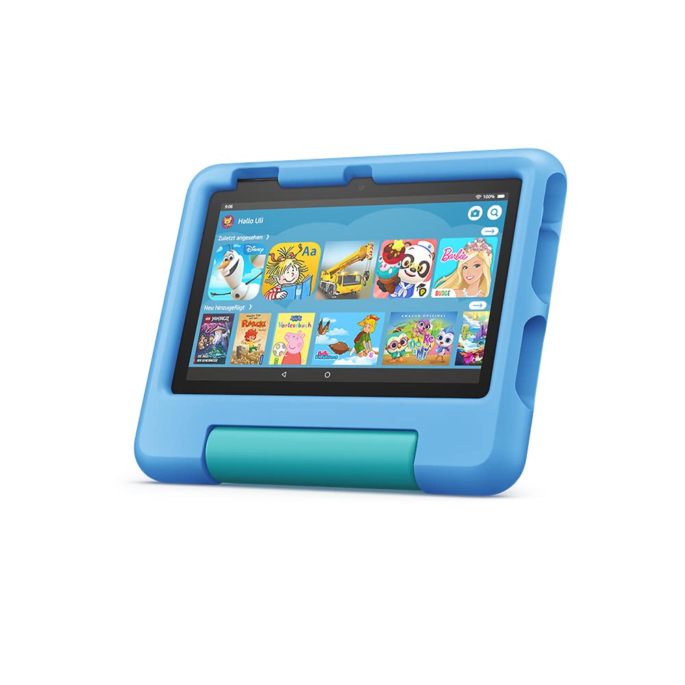 Child-friendly case for Fire 7 tablet (only compatible with 12th generation, 2022), for children aged 3-7, blue - 53-028179