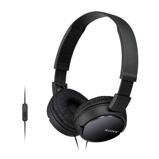 Sony MDR-ZX110AP foldable headset headphones with headset function, black, with microphone, 25