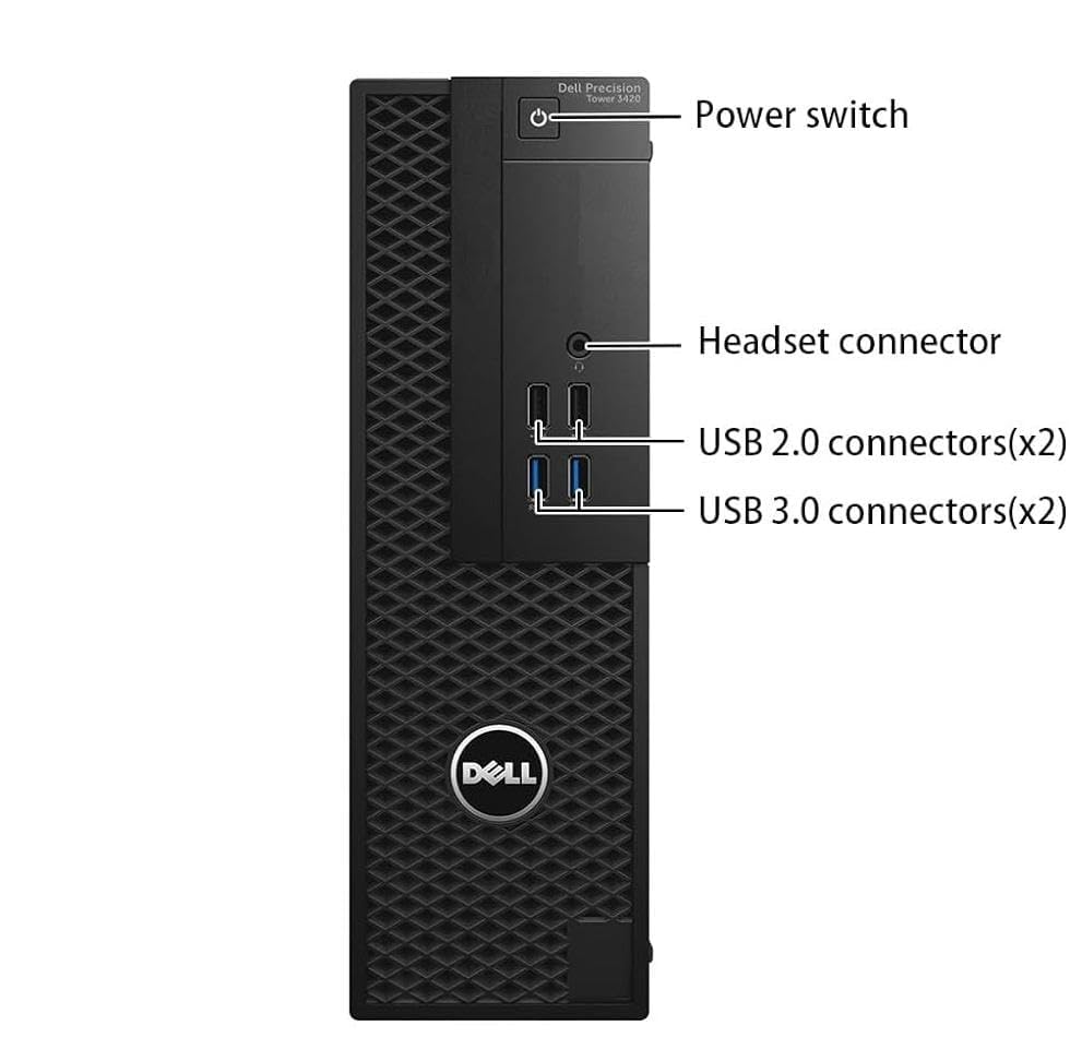 Dell Precision Tower 3420 SFF Desktop PC, Intel Core i7-6700, 8 GB RAM, 256 GB SSD, WiFi, Bluetooth, US Layout, Windows 11 Pro (Refurbished)